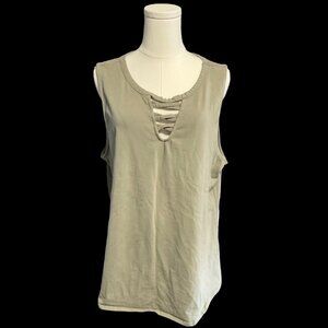 👗5/$25 - Khaki Green Tank Top w/ Criss Cross Neck Detail